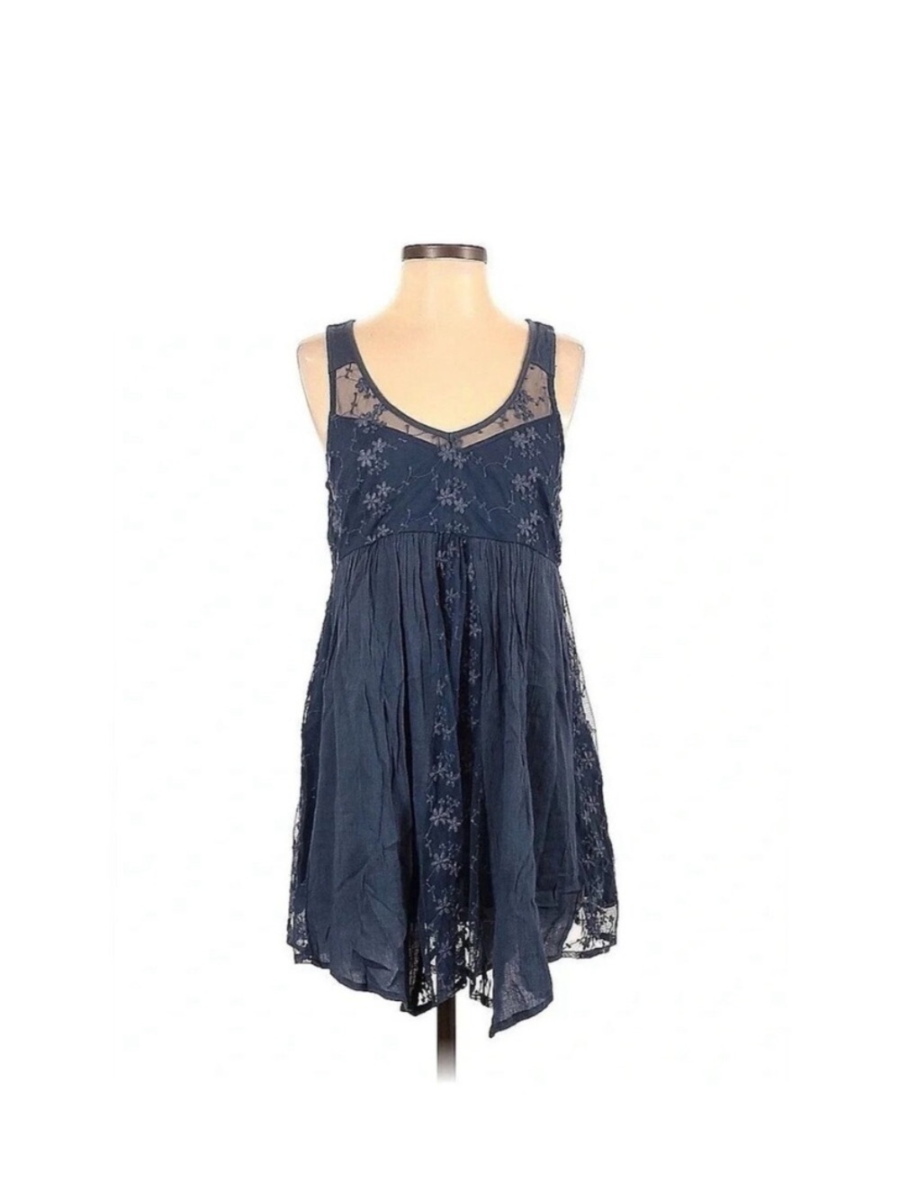 Abercrombie & Fitch Navy Lace-Trimmed Chemise